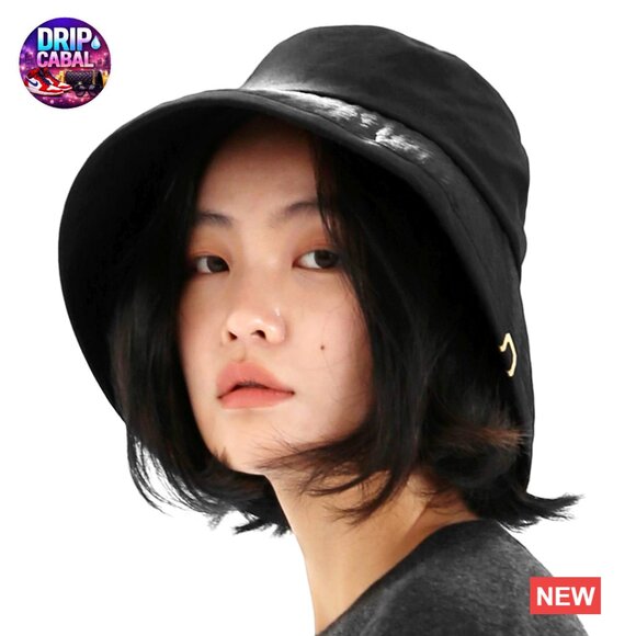 Vintage Washed Cotton Bucket Hat with Deep Brim and Gold Plated Label main image 6